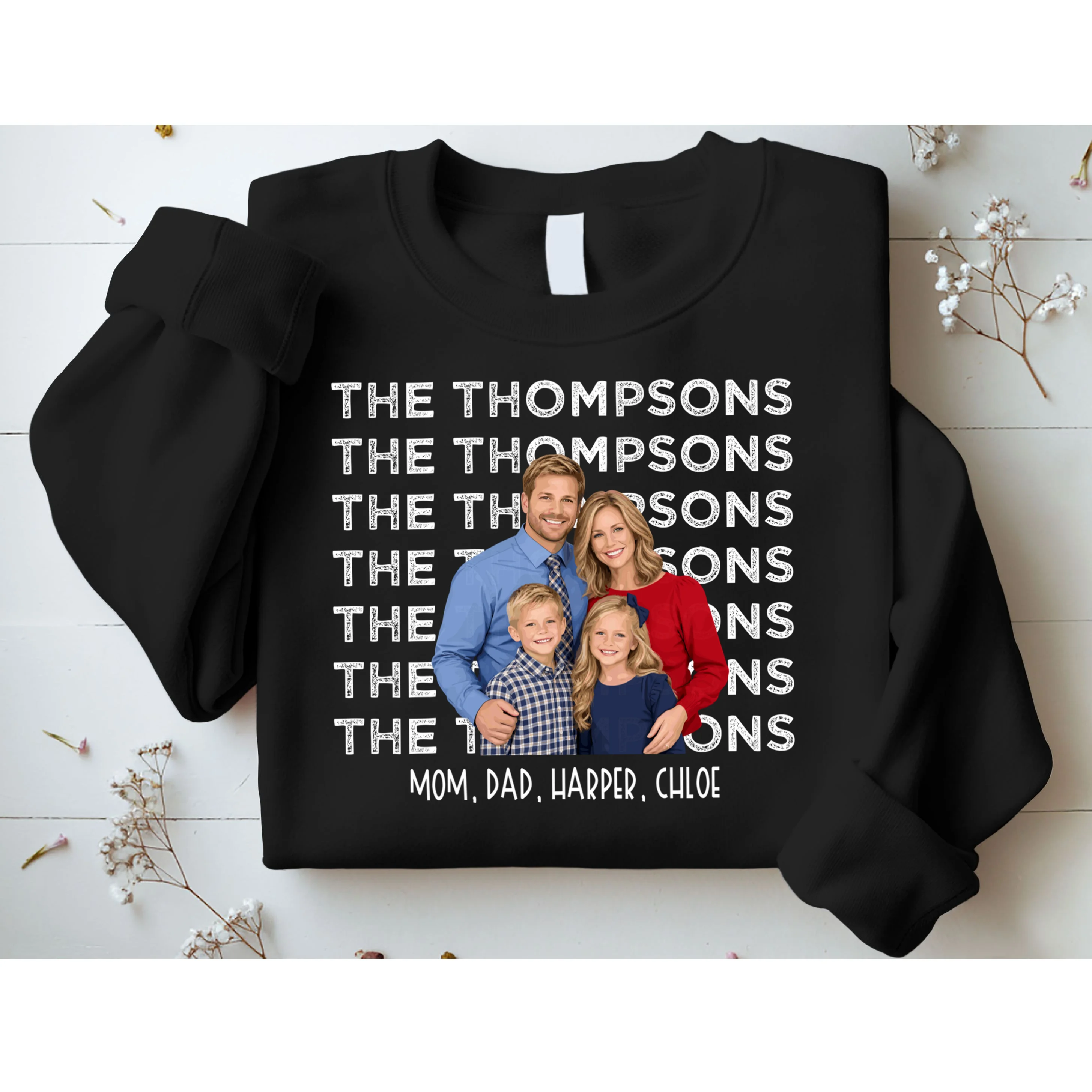Personalized Family Photo Shirt – Custom Family Name & Kids Men's Sweatshirt - Front 1
