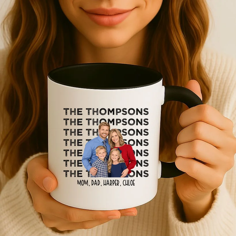 Personalized Family Photo Shirt – Custom Family Name & Kids Mug - Front 2