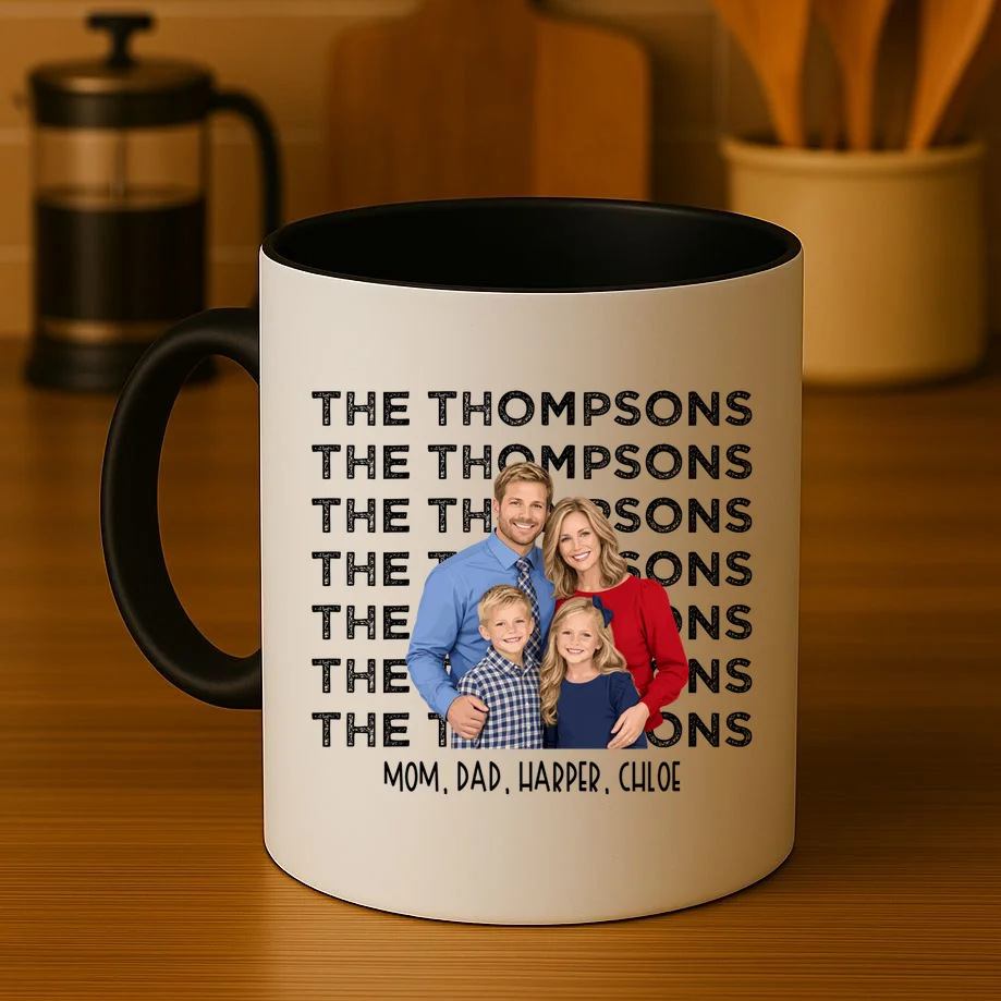 Personalized Family Photo Shirt – Custom Family Name & Kids Mug - Front 3