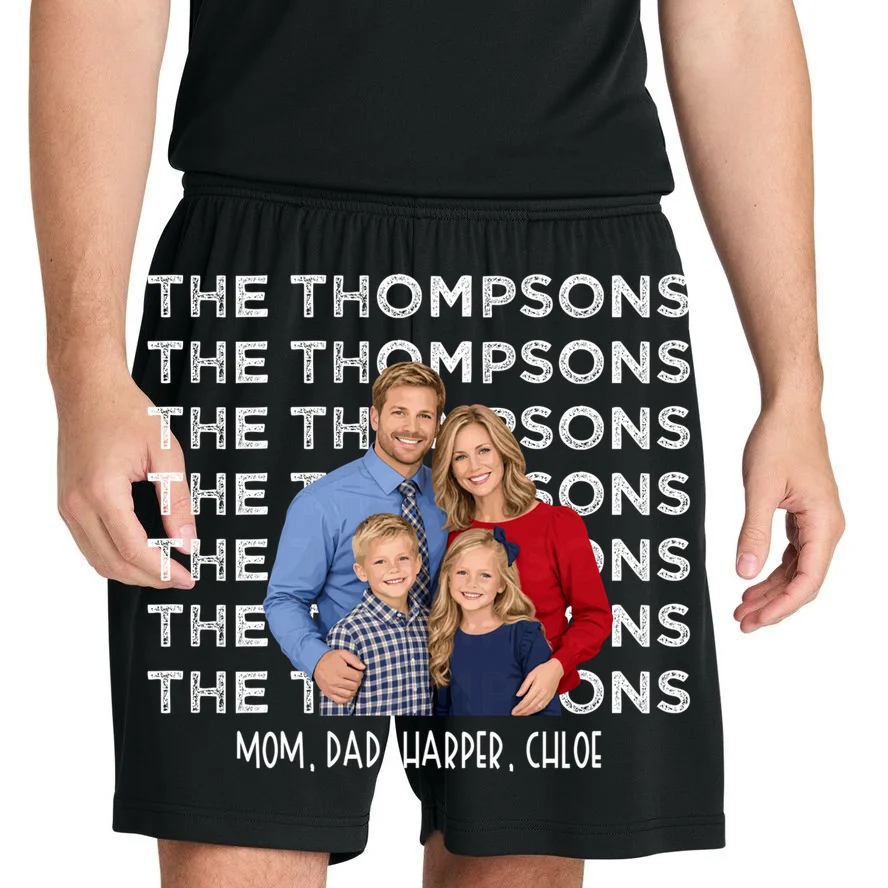 Personalized Family Photo Shirt – Custom Family Name & Kids Men's Shorts - Front 1