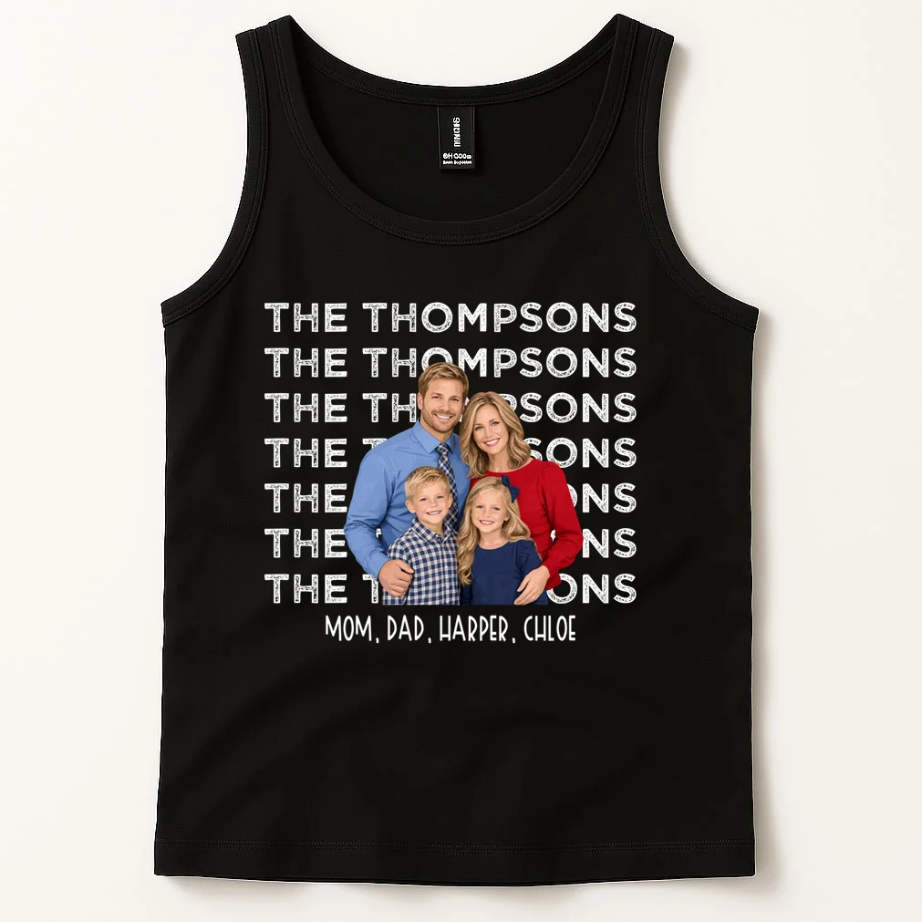 Personalized Family Photo Shirt – Custom Family Name & Kids Men's Tank Top - Front 1