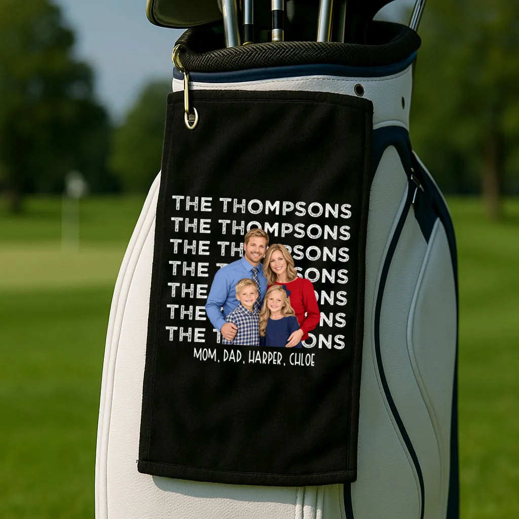 Personalized Family Photo Shirt – Custom Family Name & Kids Golf Towel - Front 2