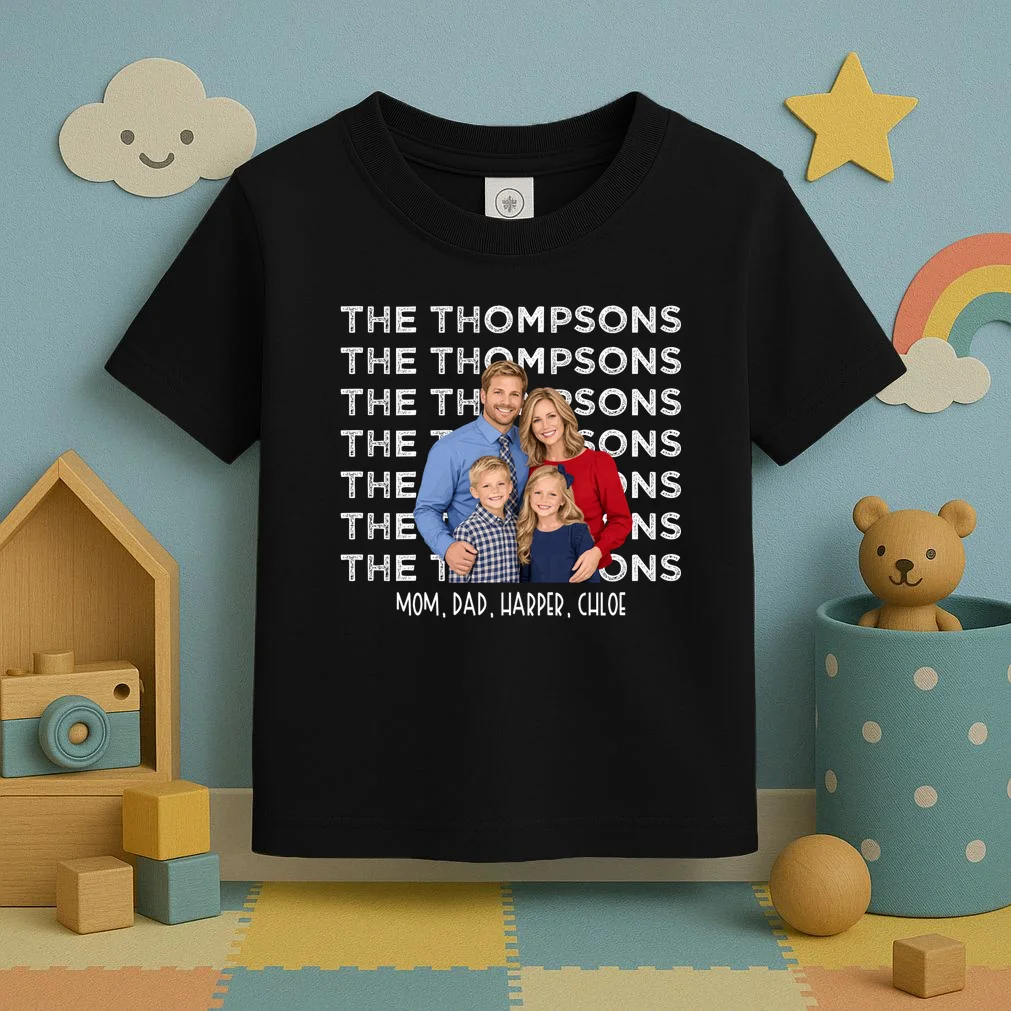 Personalized Family Photo Shirt – Custom Family Name & Kids Toddler T-Shirt - Front 2