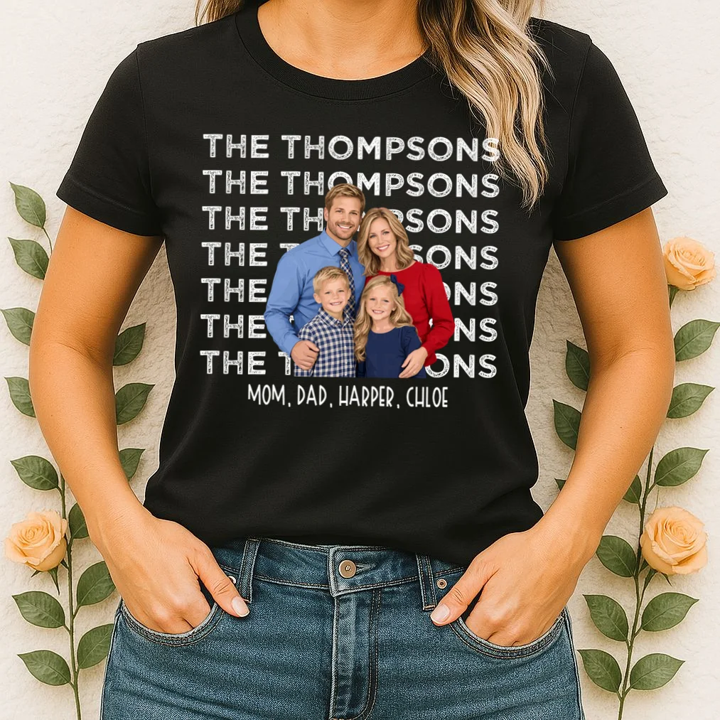 Personalized Family Photo Shirt – Custom Family Name & Kids Women's T-Shirt - Front 1