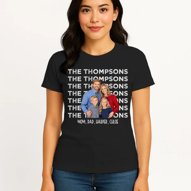 Personalized Family Photo Shirt – Custom Family Name & Kids Women's T-Shirt - Front 3