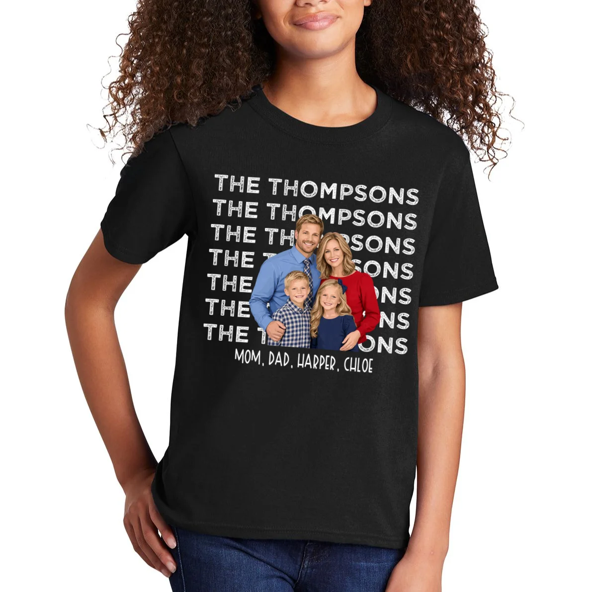 Personalized Family Photo Shirt – Custom Family Name & Kids Kids T-Shirt - Front 1