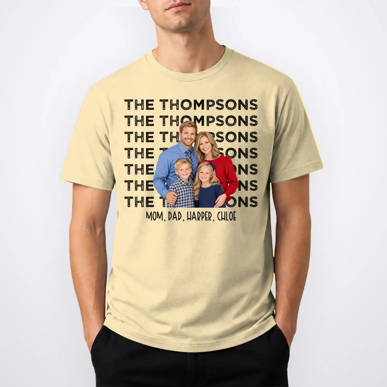 Personalized Family Photo Shirt – Custom Family Name & Kids Men's T-Shirt - Front 1