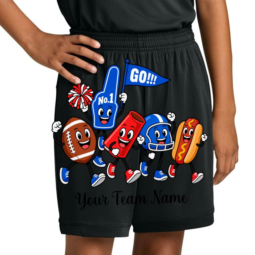 Personalized Football Team Mascot Shirt – Custom Sports Design Kids Shorts - Front 1