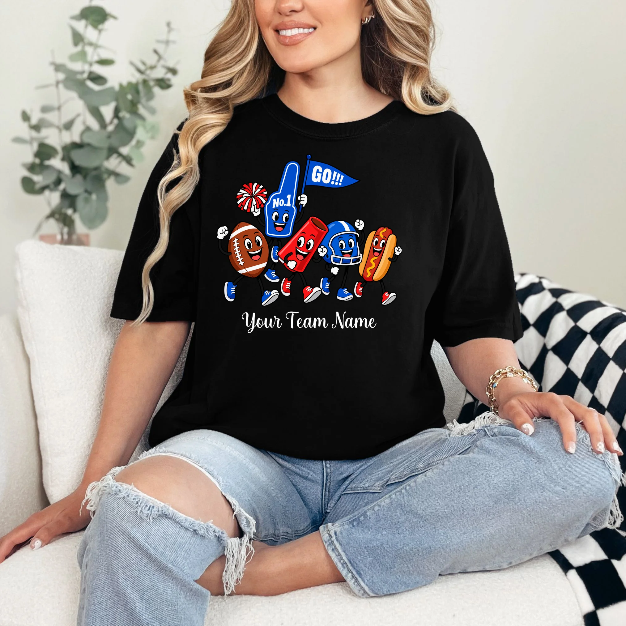 Personalized Football Team Mascot Shirt – Custom Sports Design Comfort Colors Unisex T-Shirt - Front 1
