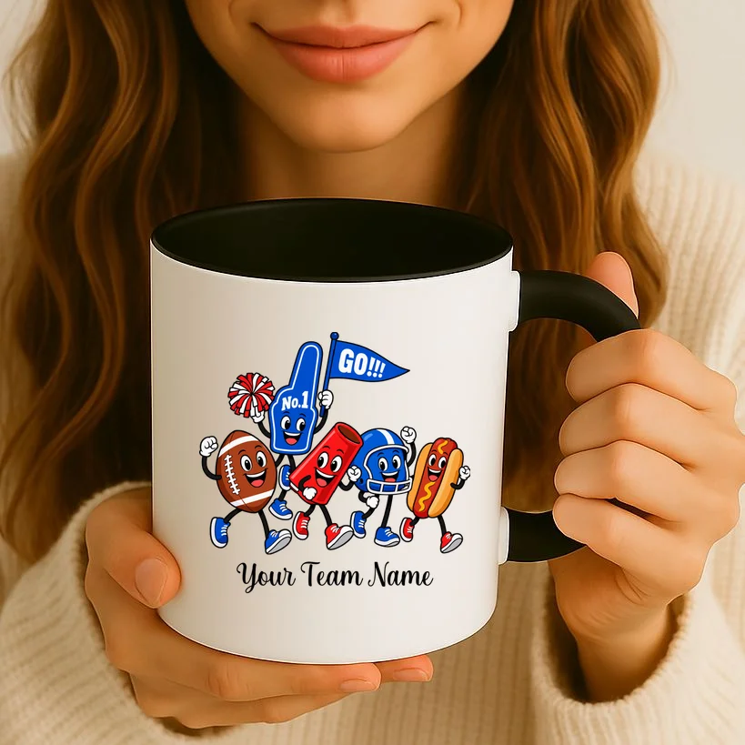Personalized Football Team Mascot Shirt – Custom Sports Design Mug - Front 2