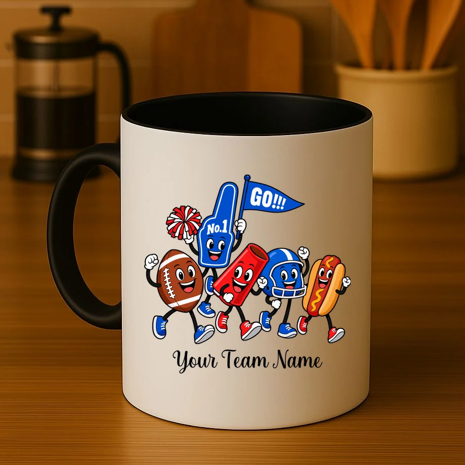 Personalized Football Team Mascot Shirt – Custom Sports Design Mug - Front 3