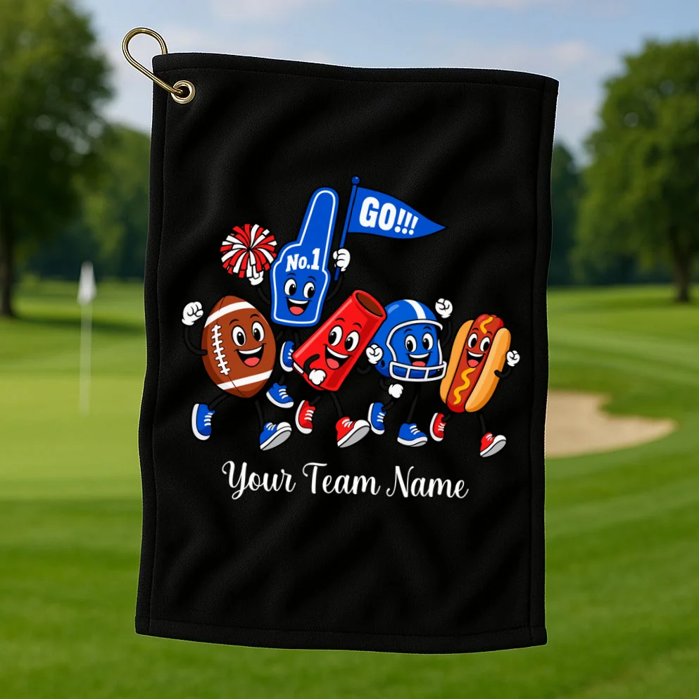 Personalized Football Team Mascot Shirt – Custom Sports Design Golf Towel - Front 1