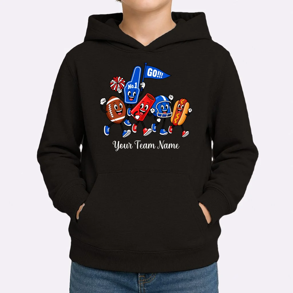 Personalized Football Team Mascot Shirt – Custom Sports Design Kids Hoodie - Front 1