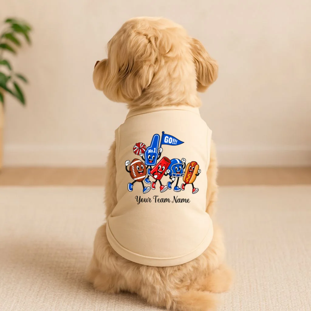 Personalized Football Team Mascot Shirt – Custom Sports Design Doggie Tank - Front 1