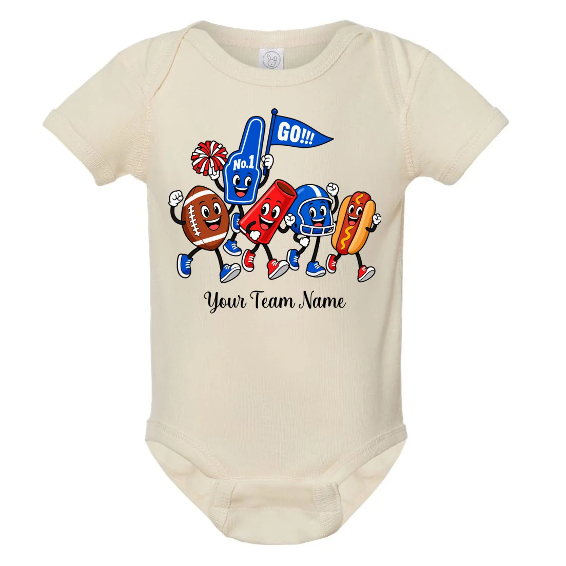 Personalized Football Team Mascot Shirt – Custom Sports Design Baby Bodysuit Front