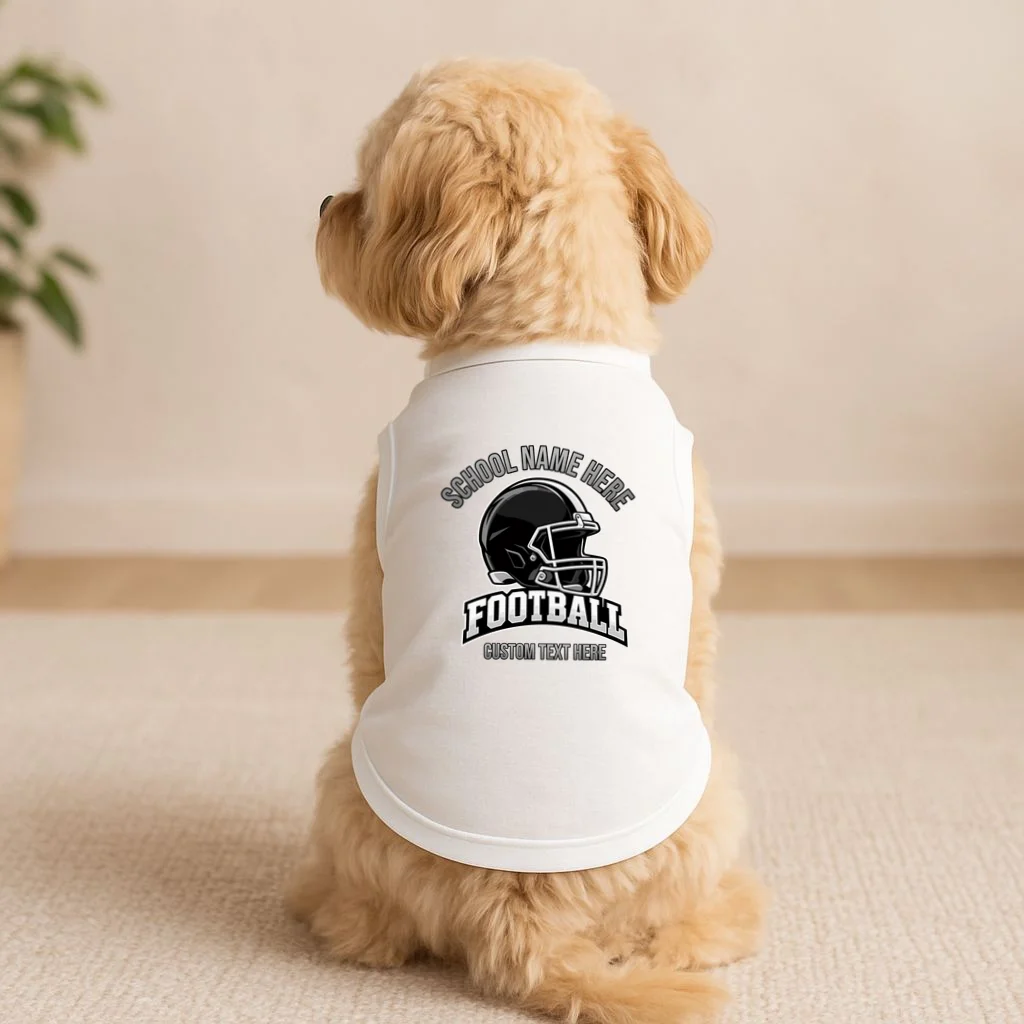 Personalized Football Team Design – Custom School Name & Football Text Graphic Doggie Tank - Front 1