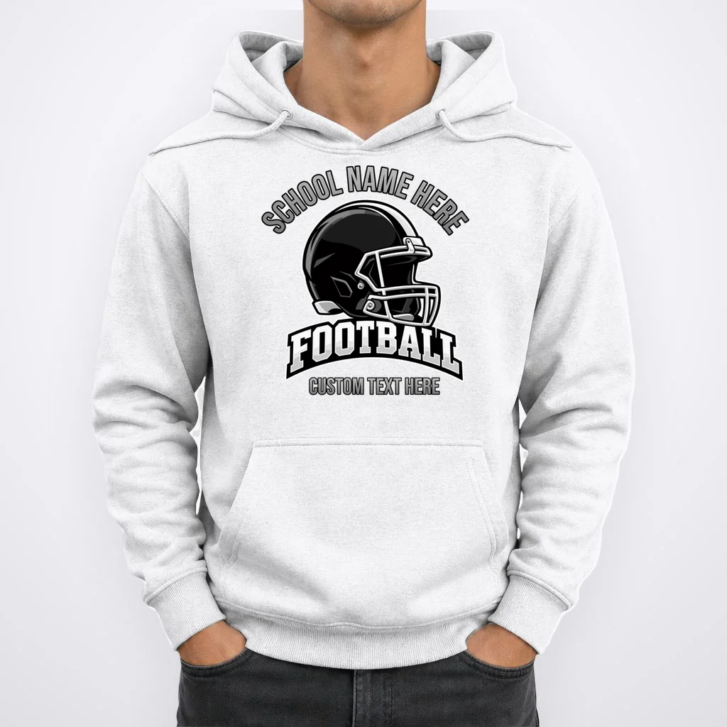 Personalized Football Team Design – Custom School Name & Football Text Graphic Men's Hoodie - Front 1
