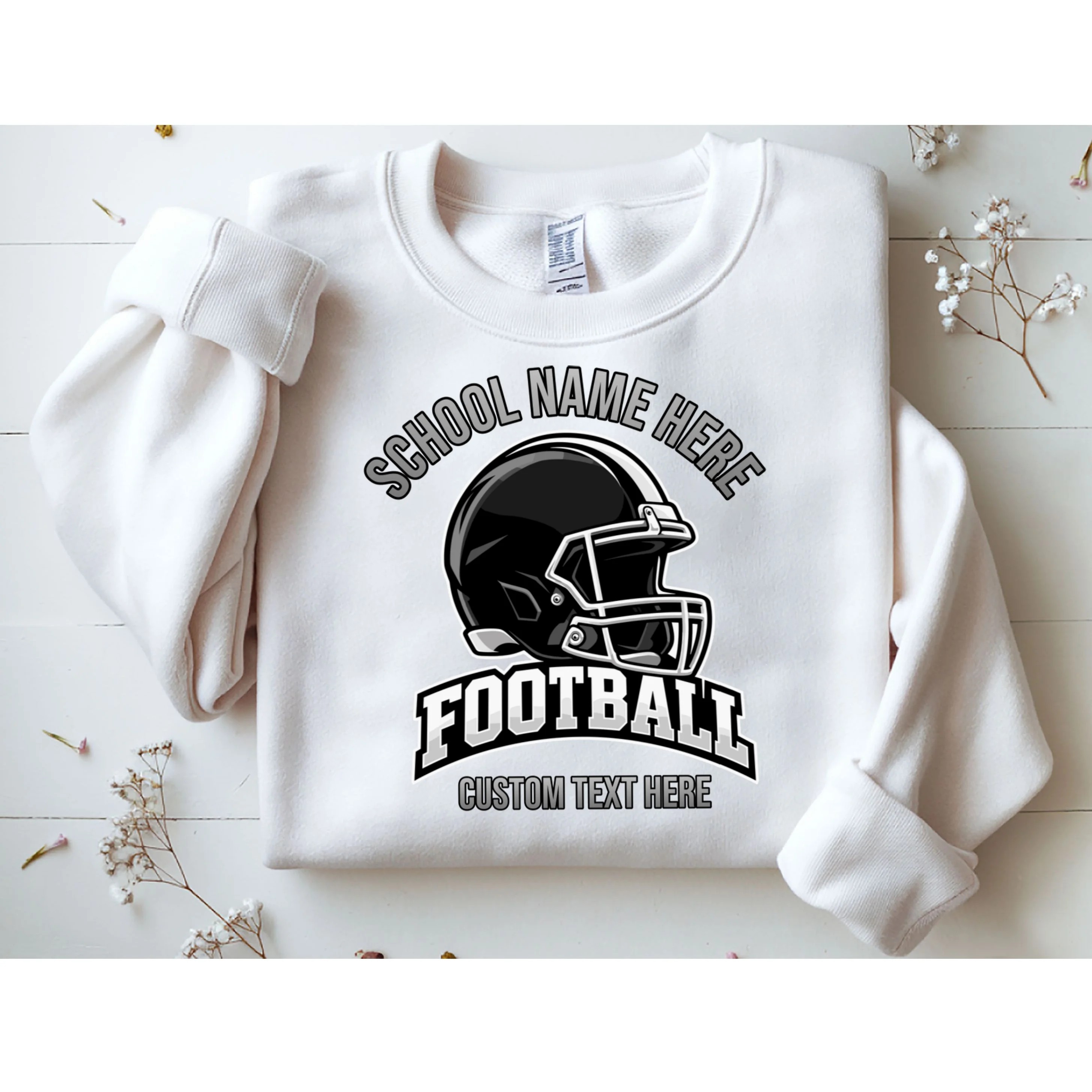 Personalized Football Team Design – Custom School Name & Football Text Graphic Men's Sweatshirt - Front 1