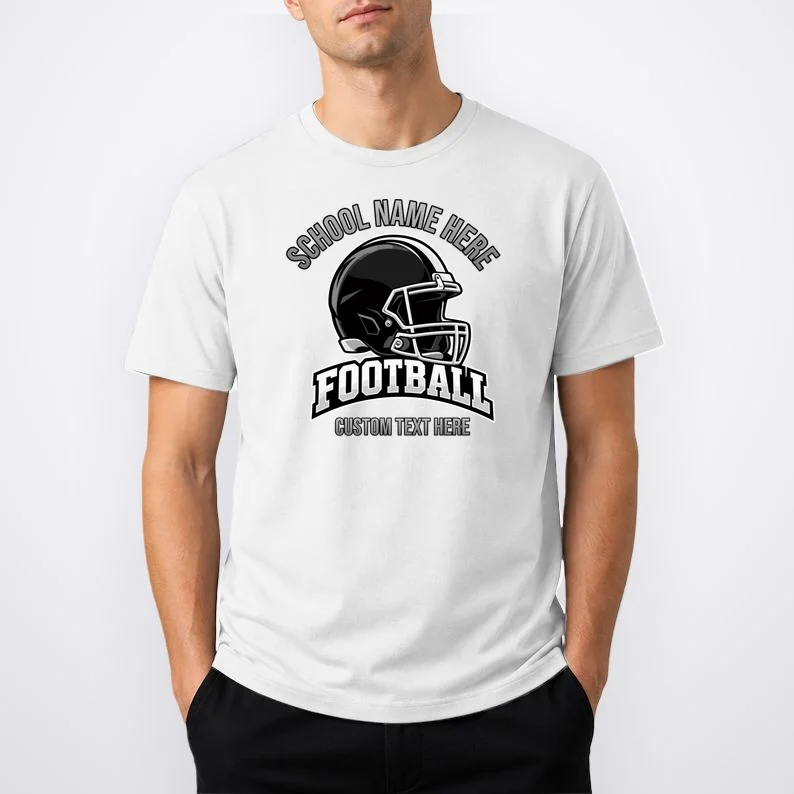 Personalized Football Team Design – Custom School Name & Football Text Graphic Men's T-Shirt - Front 1