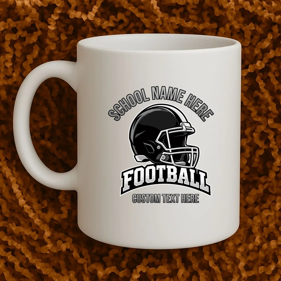 Personalized Football Team Design – Custom School Name & Football Text Graphic Mug - Front 1