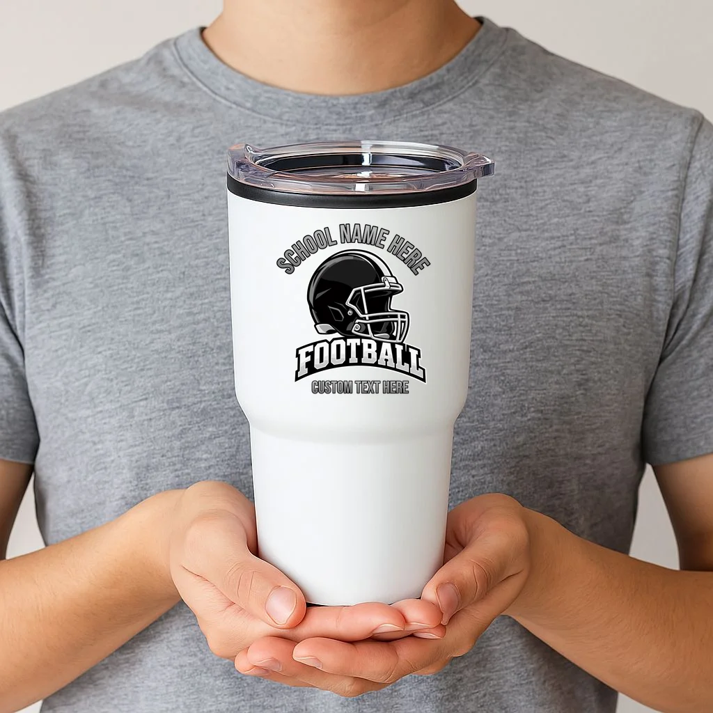 Personalized Football Team Design – Custom School Name & Football Text Graphic 20oz Tumbler - Front 1