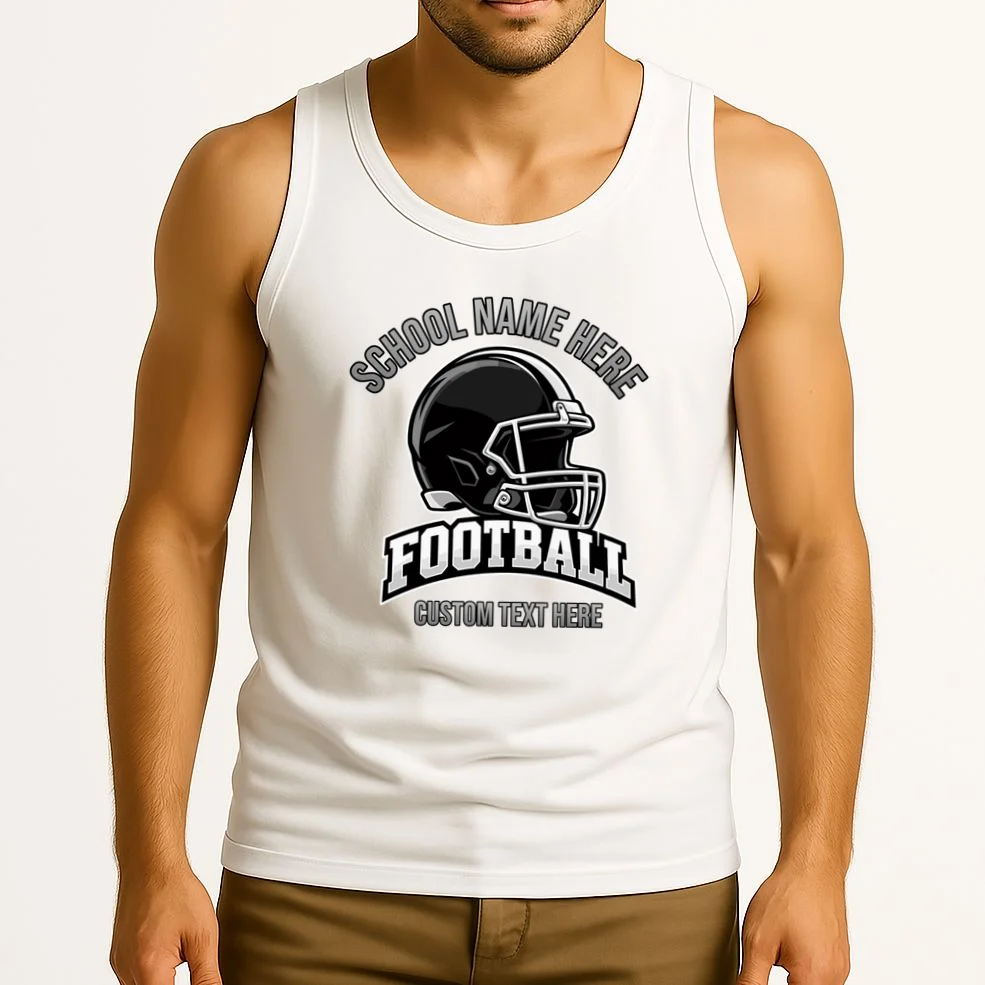 Personalized Football Team Design – Custom School Name & Football Text Graphic Men's Tank Top - Front 2