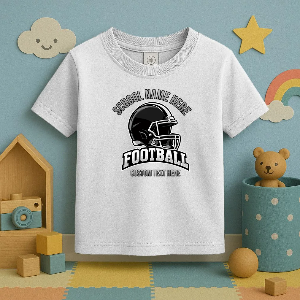 Personalized Football Team Design – Custom School Name & Football Text Graphic Toddler T-Shirt - Front 2