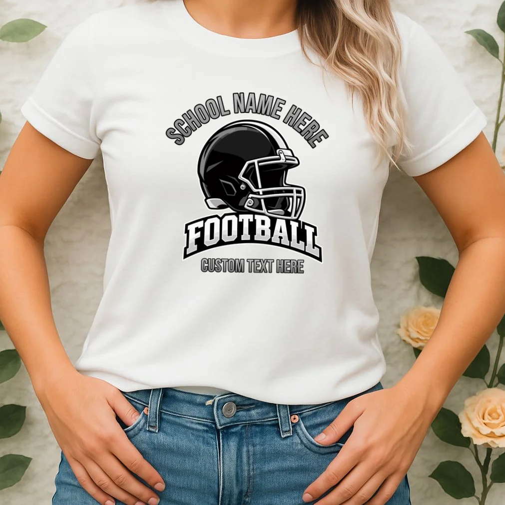 Personalized Football Team Design – Custom School Name & Football Text Graphic Women's T-Shirt - Front 1
