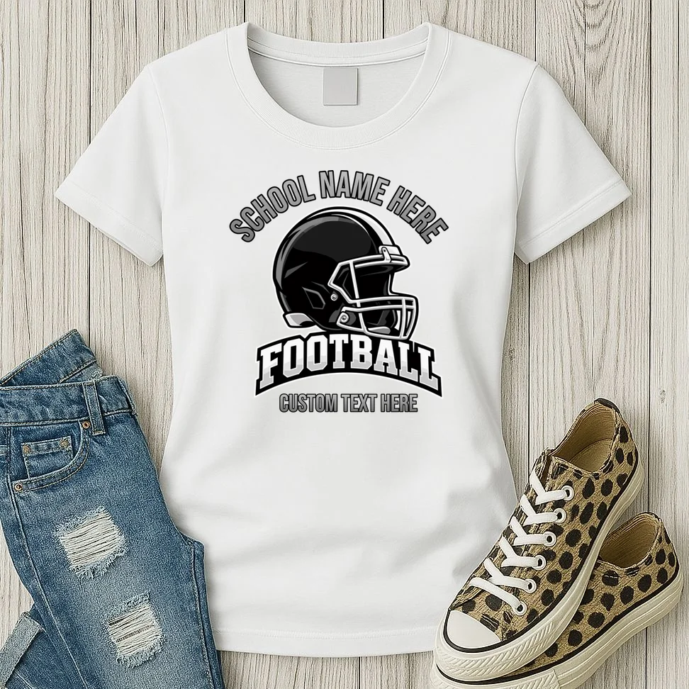 Personalized Football Team Design – Custom School Name & Football Text Graphic Women's T-Shirt - Front 2