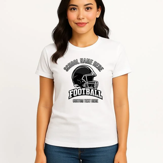 Personalized Football Team Design – Custom School Name & Football Text Graphic Women's T-Shirt - Front 3