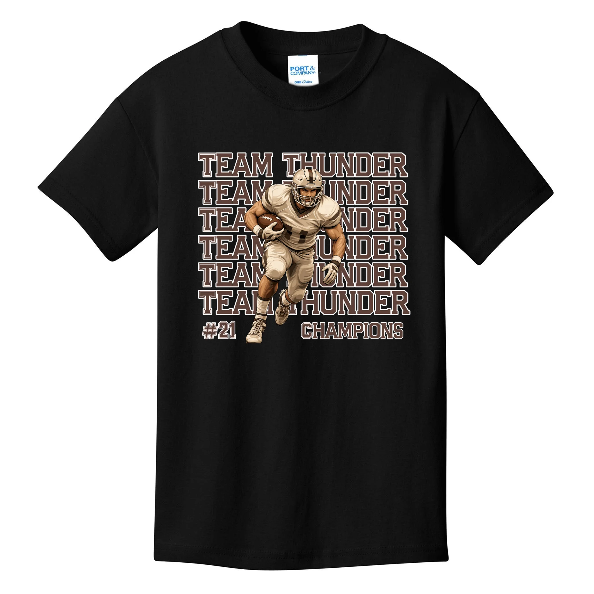 Personalized Football Team Shirt – Custom Name & Number Design Kids T-Shirt Front