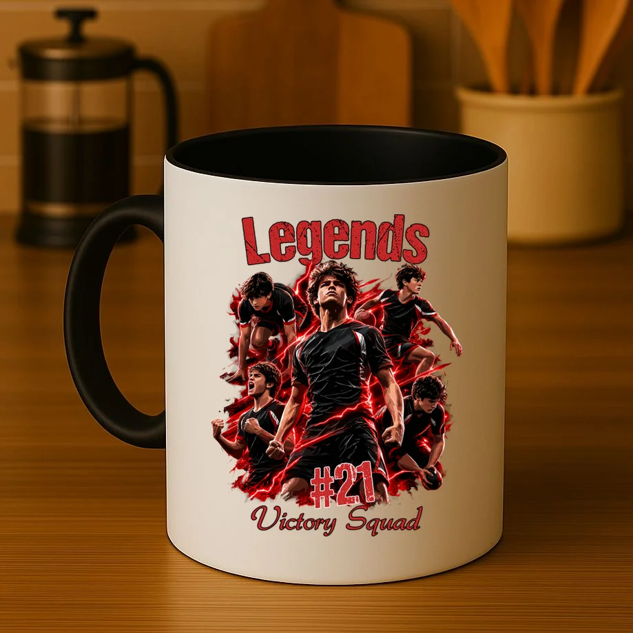 Personalized Football Shirt – Custom Name, Number, Soccer Squad Design Mug - Front 3