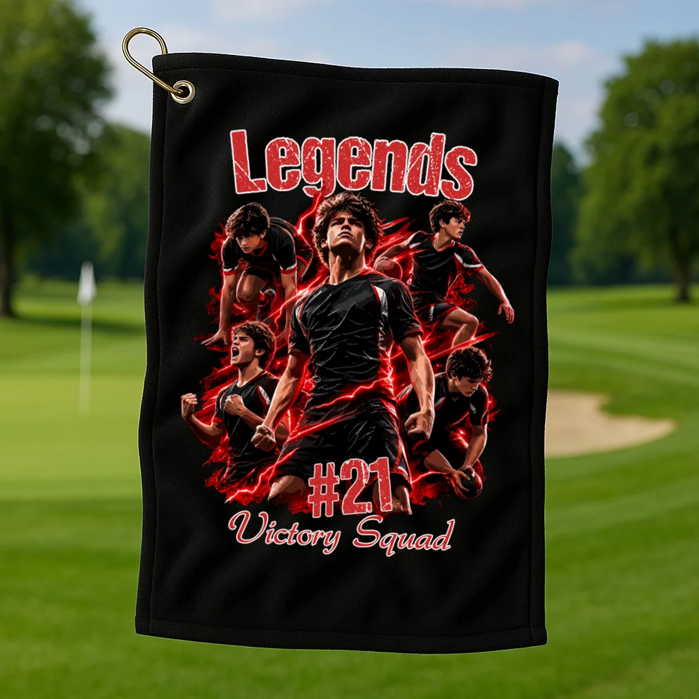 Personalized Football Shirt – Custom Name, Number, Soccer Squad Design Golf Towel - Front 1