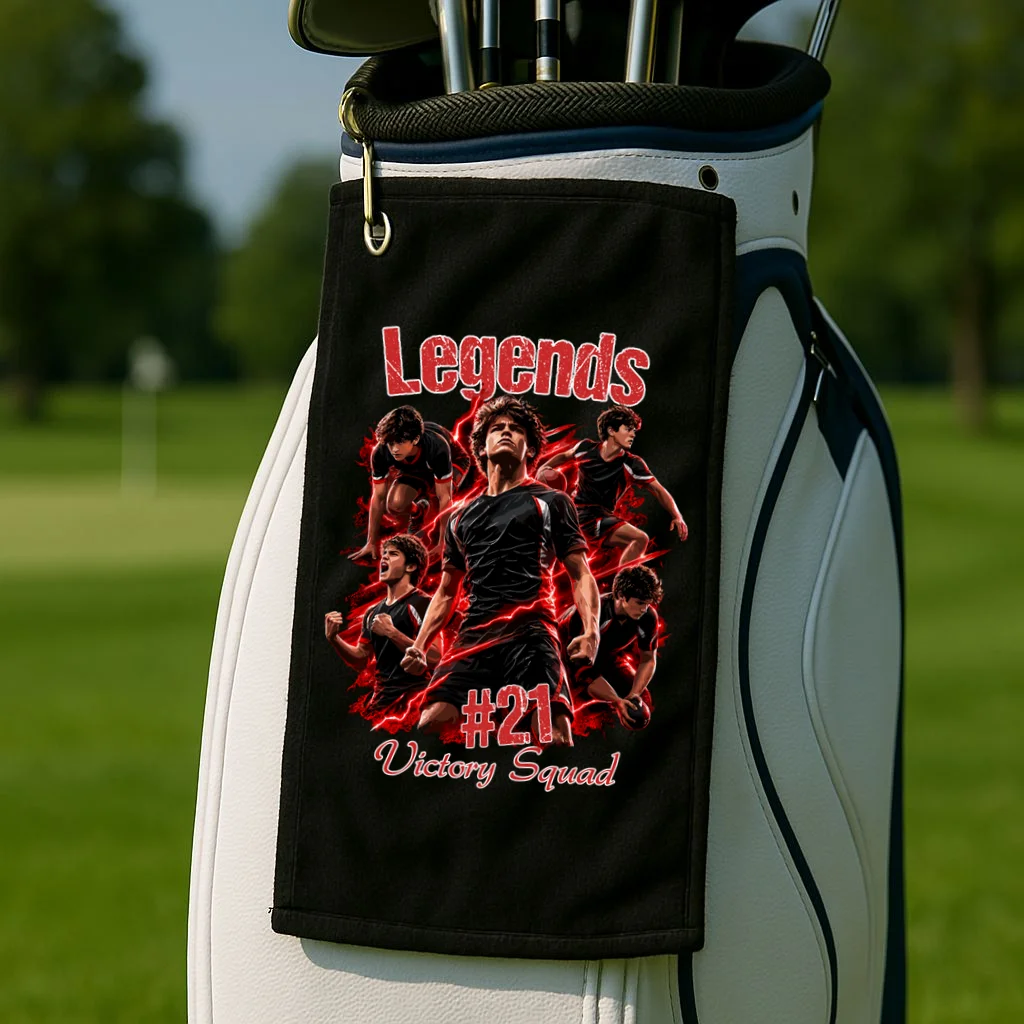 Personalized Football Shirt – Custom Name, Number, Soccer Squad Design Golf Towel - Front 2