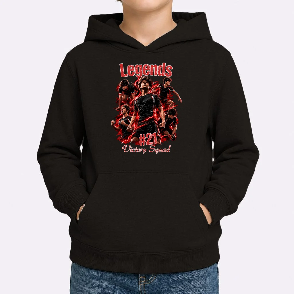 Personalized Football Shirt – Custom Name, Number, Soccer Squad Design Kids Hoodie - Front 1