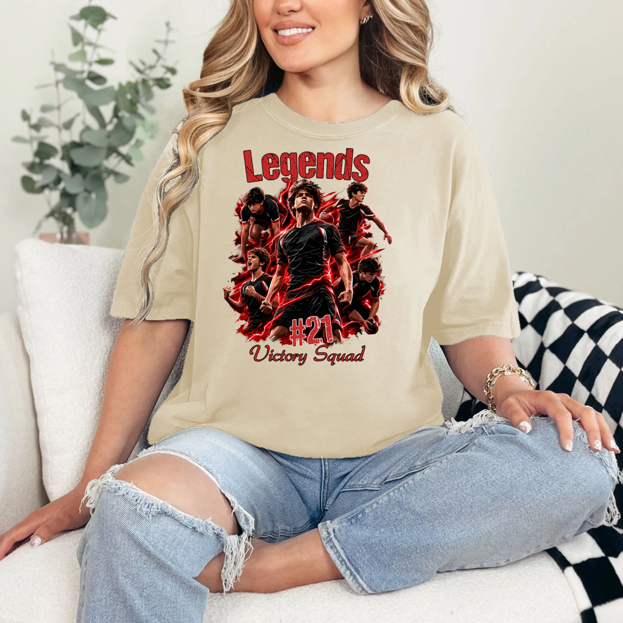 Personalized Football Shirt – Custom Name, Number, Soccer Squad Design Comfort Colors Unisex T-Shirt - Front 1
