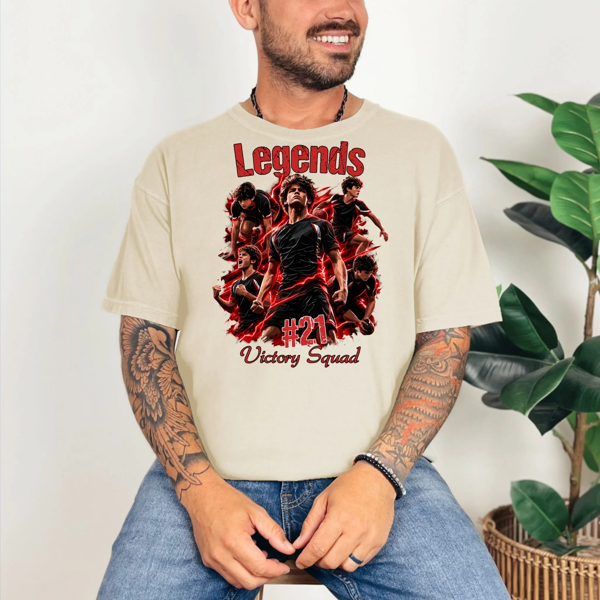 Personalized Football Shirt – Custom Name, Number, Soccer Squad Design Comfort Colors Unisex T-Shirt - Front 2