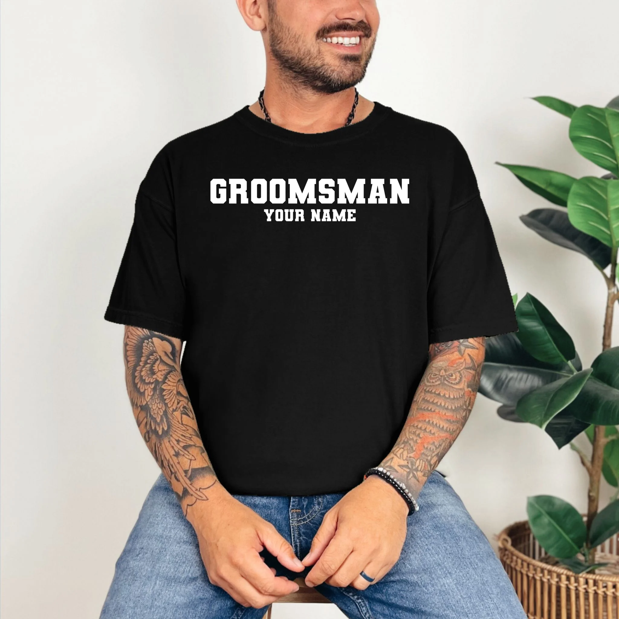 Personalized Groomsmen Bachelor Party T-Shirt - Front 2