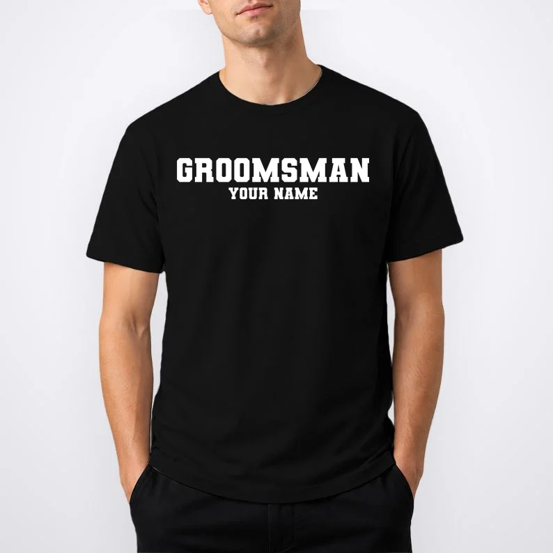 Personalized Groomsmen Bachelor Party T-Shirt - Front 1