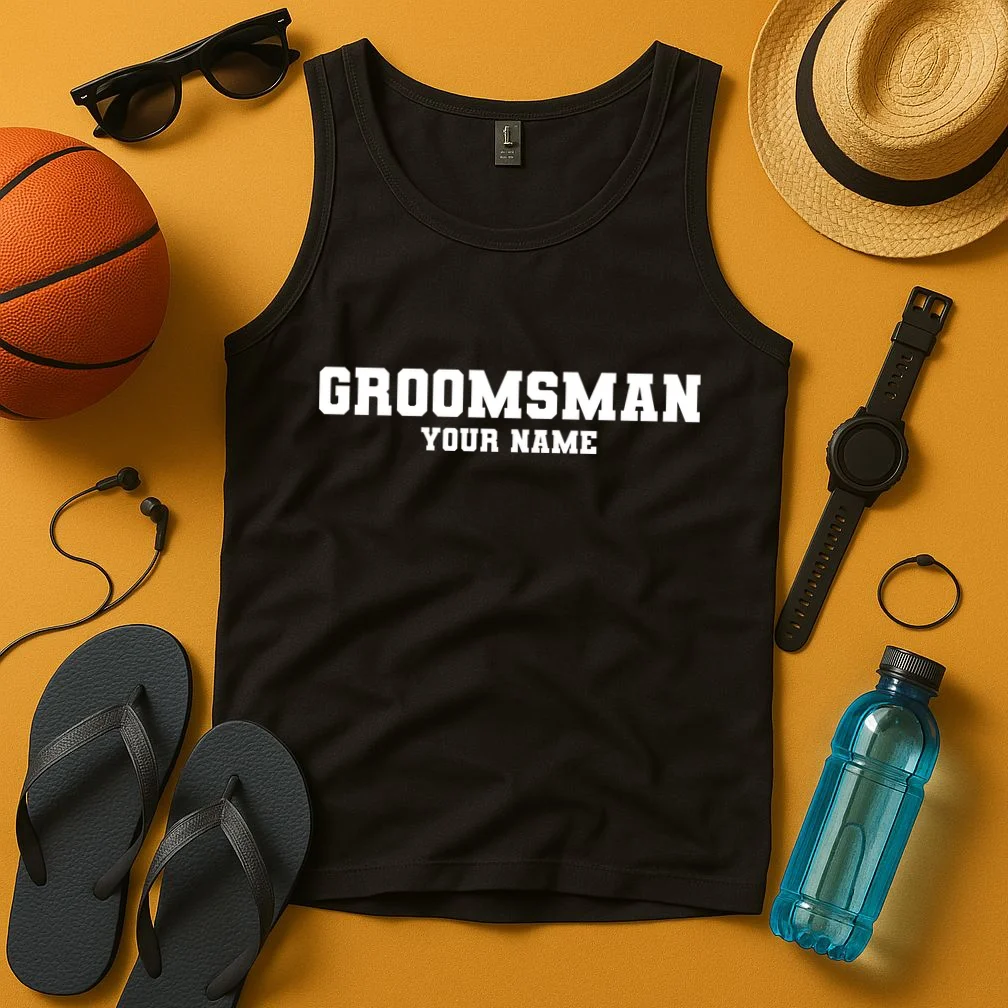 Personalized Groomsmen Bachelor Party Tank Top - Front 3
