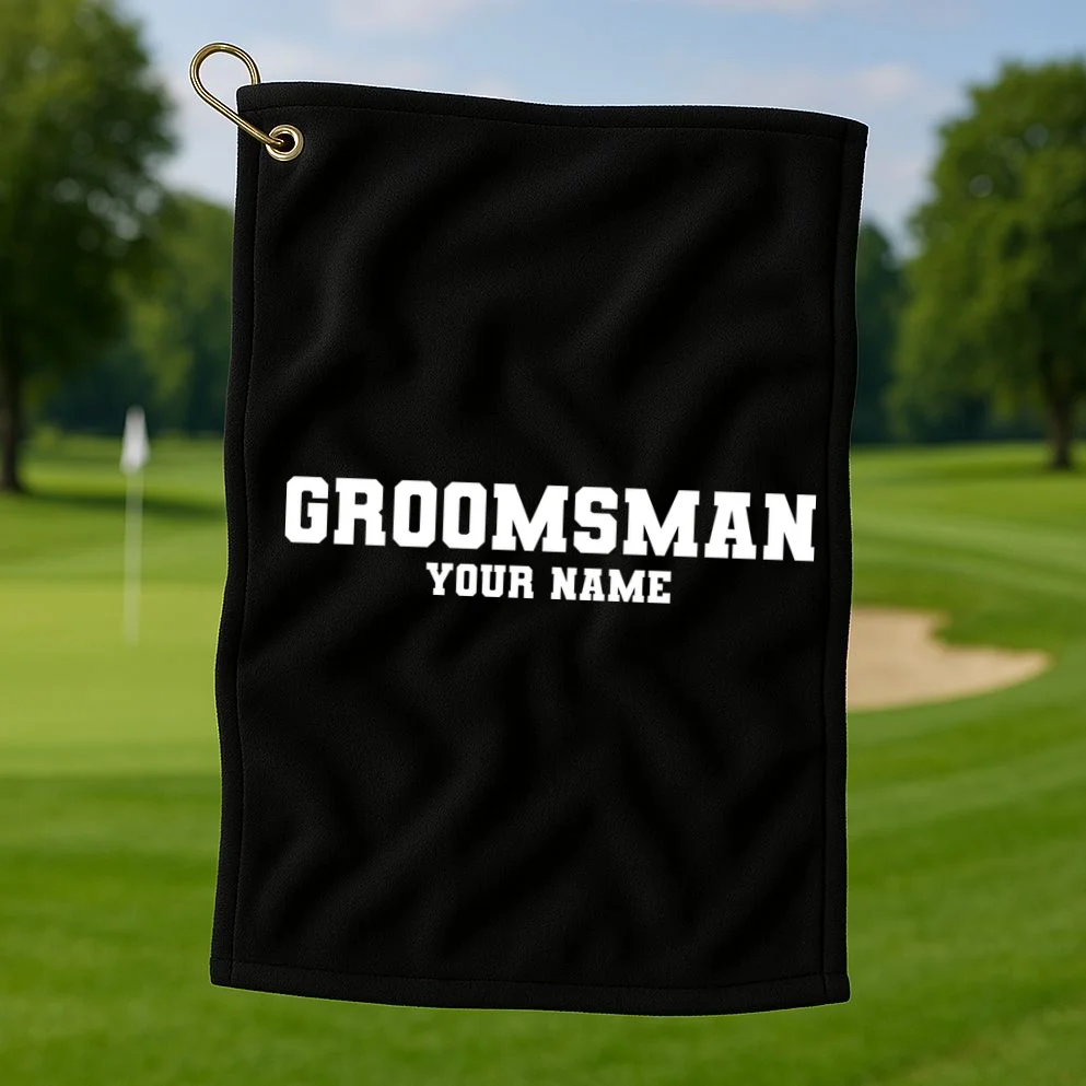 Personalized Groomsmen Bachelor Party Golf Towel - Front 1