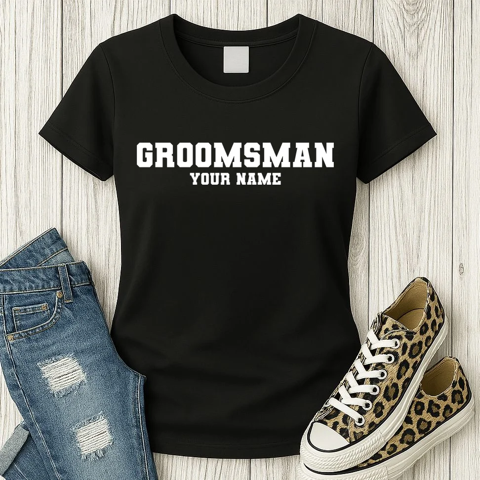 Personalized Groomsmen Bachelor Party Women's T-Shirt - Front 2