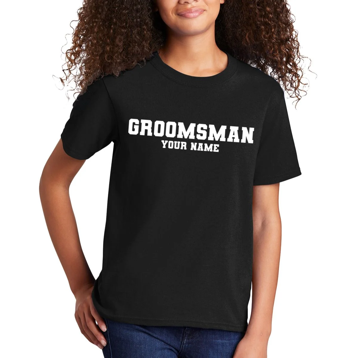 Personalized Groomsmen Bachelor Party Kids T-Shirt - Front 1