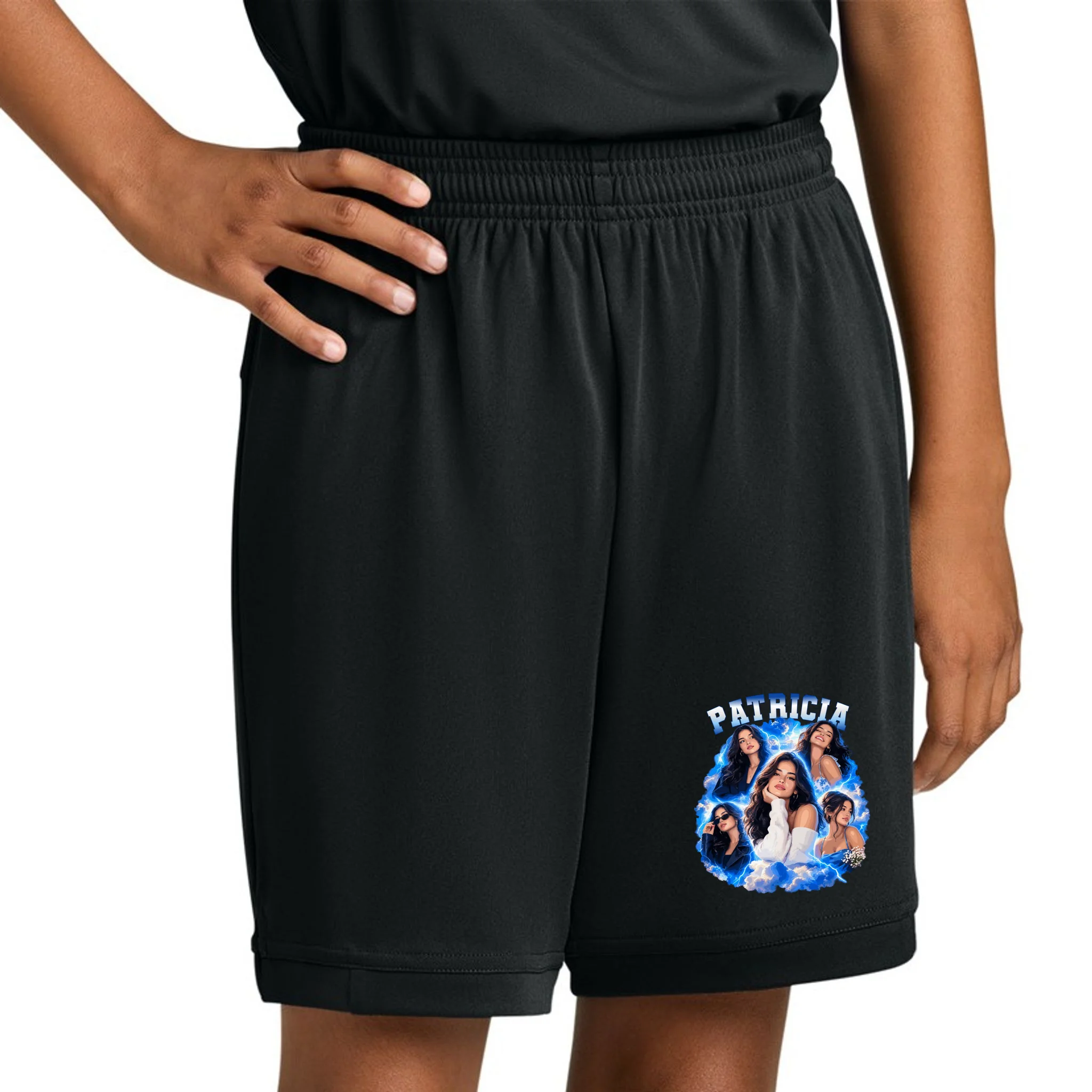 Personalized Portrait Glam Collage – Custom Name Kids Shorts - Front 1