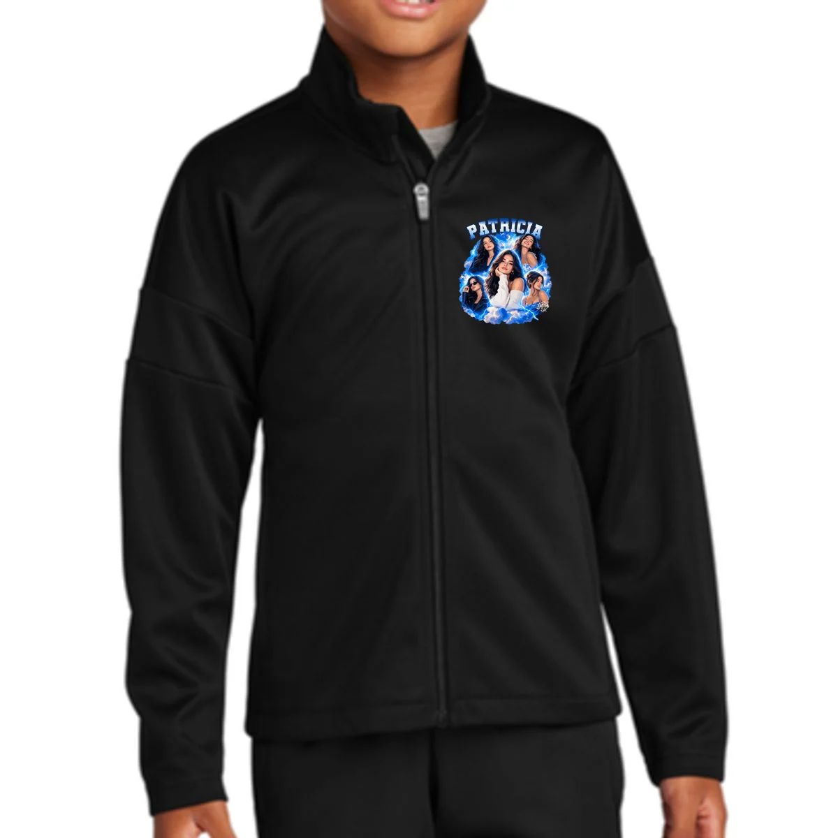 Personalized Portrait Glam Collage – Custom Name Kids Jacket - Front