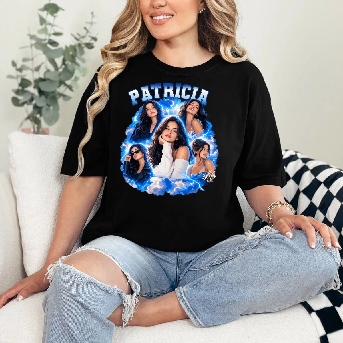 Personalized Portrait Glam Collage – Custom Name Comfort Colors Unisex T-Shirt - Front 1