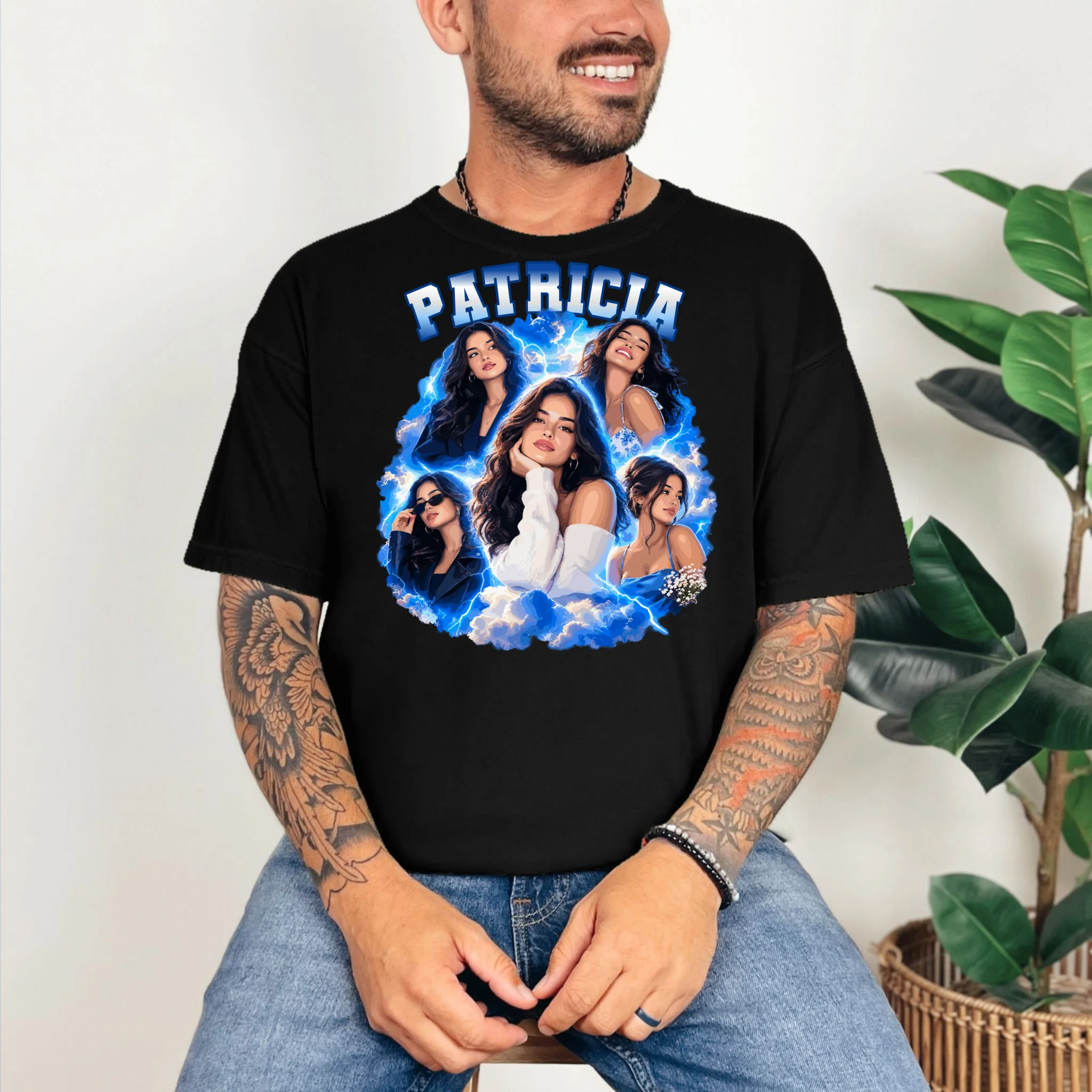 Personalized Portrait Glam Collage – Custom Name Comfort Colors Unisex T-Shirt - Front 2