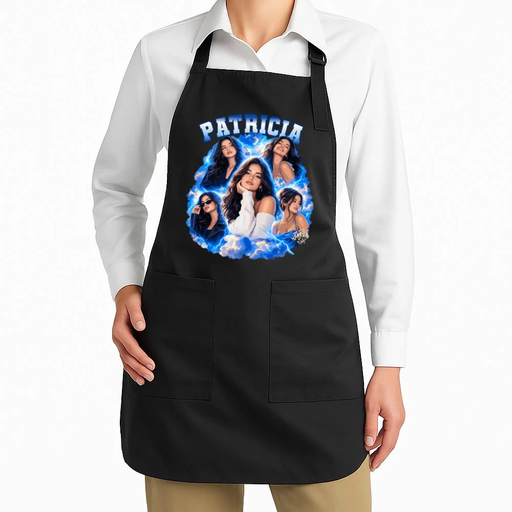 Personalized Portrait Glam Collage – Custom Name Apron - Front 1