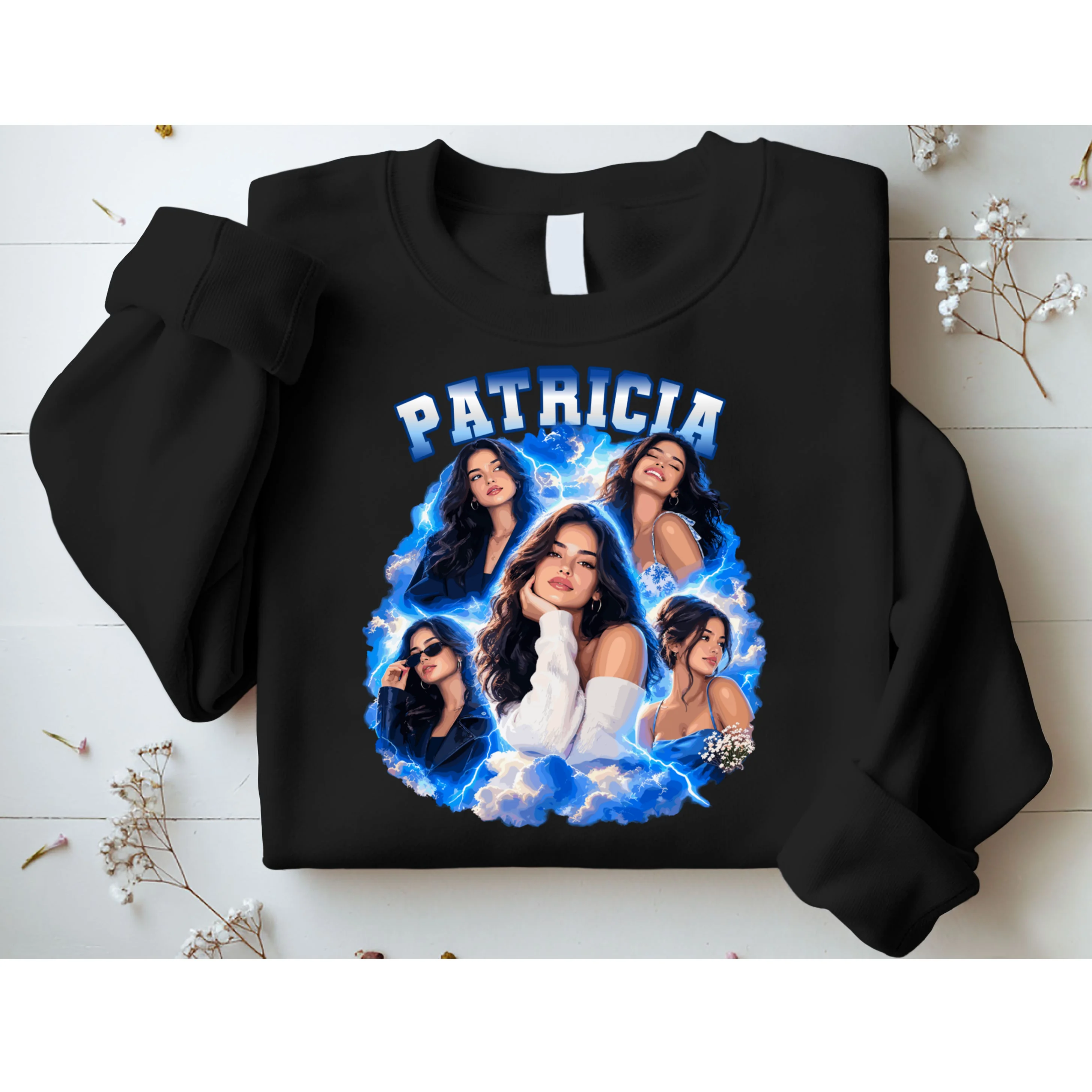 Personalized Portrait Glam Collage – Custom Name Men's Sweatshirt - Front 1
