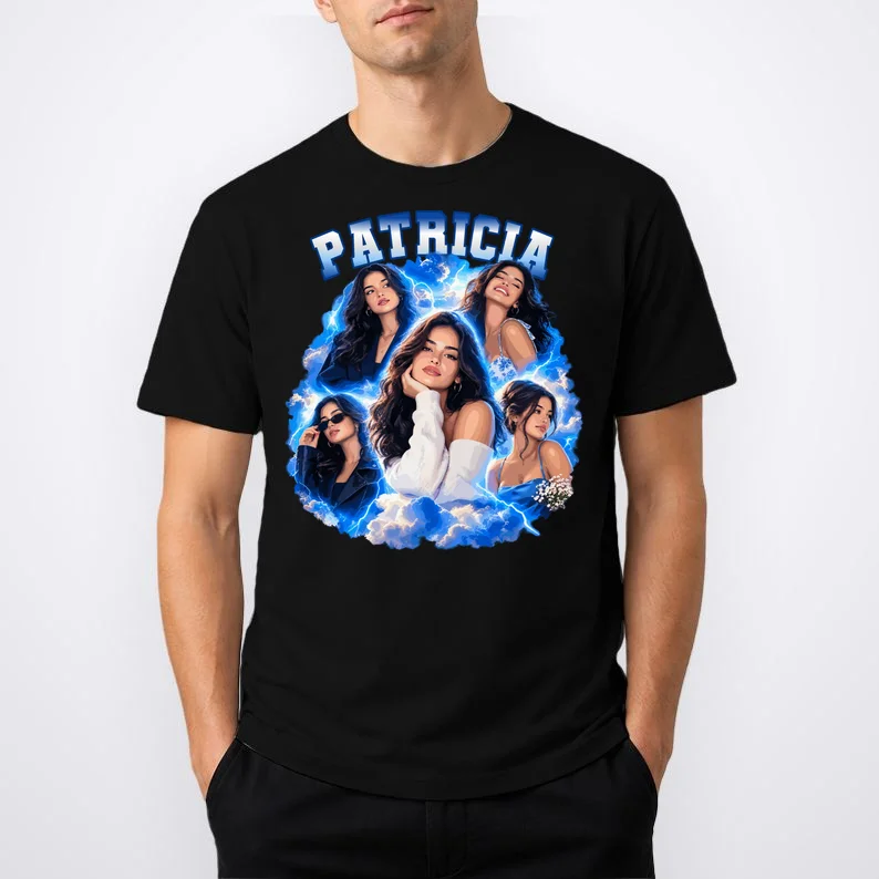 Personalized Portrait Glam Collage – Custom Name Men's T-Shirt - Front 1